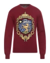 Dolce & Gabbana Burgundy Cashmere Lion Crest Pullover Sweater In Red