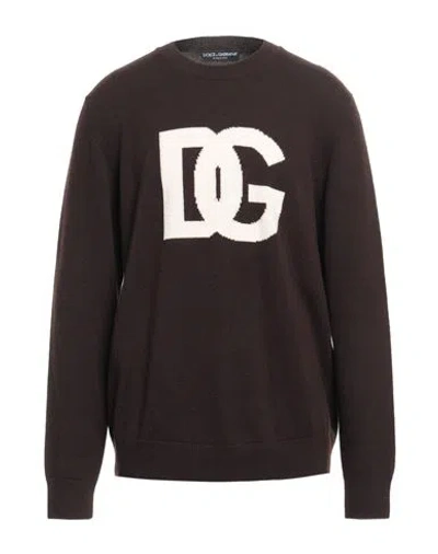 Dolce & Gabbana Man Sweater Dark Brown Size 48 Cashmere