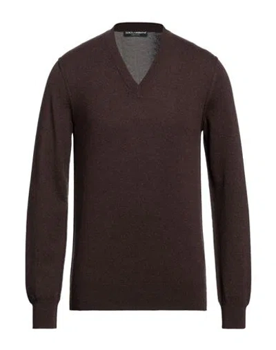 Dolce & Gabbana Man Sweater Dark Brown Size 48 Cashmere