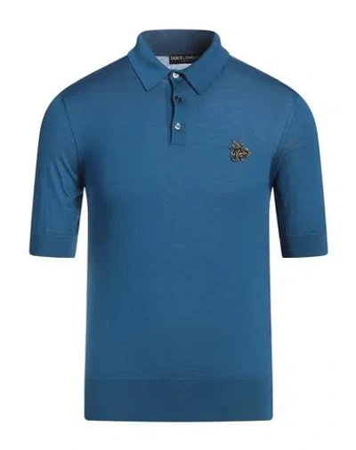 Dolce & Gabbana Man Sweater Deep Teal Size 44 Cashmere, Acrylic, Brass, Silk, Glass In Blue