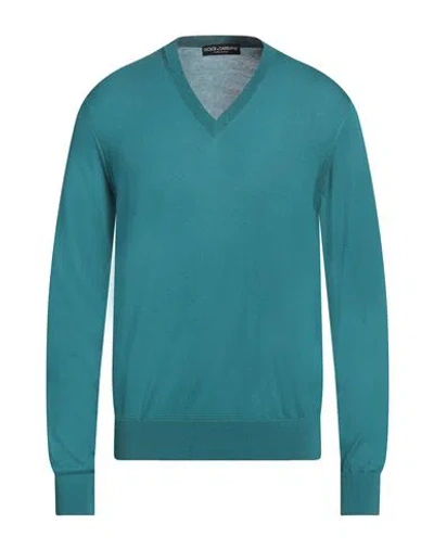 Dolce & Gabbana Man Sweater Deep Teal Size 44 Silk In Green