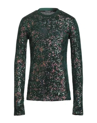 Dolce & Gabbana Man Sweater Green Size 48 Polyester, Cotton, Viscose, Elastane In Multi