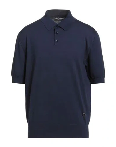 Dolce & Gabbana Man Sweater Navy Size 46 Cotton, Zamak In Blue