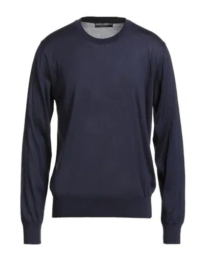 Dolce & Gabbana Man Sweater Navy Size 48 Silk In Blue