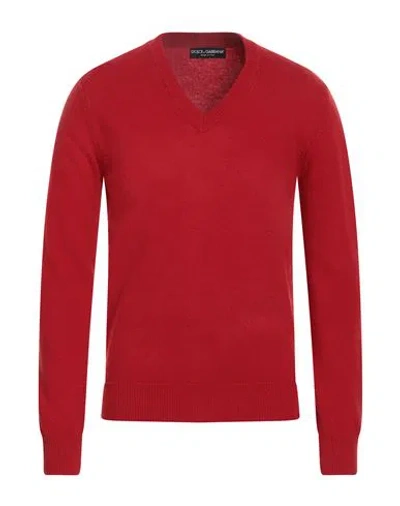 Dolce & Gabbana Man Sweater Red Size 38 Virgin Wool, Cashmere