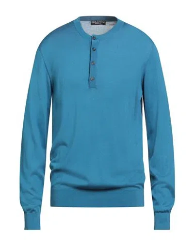 Dolce & Gabbana Man Sweater Slate Blue Size 46 Silk