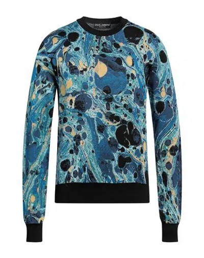 Dolce & Gabbana Man Sweater Slate Blue Size 46 Silk, Polyester, Viscose, Cotton
