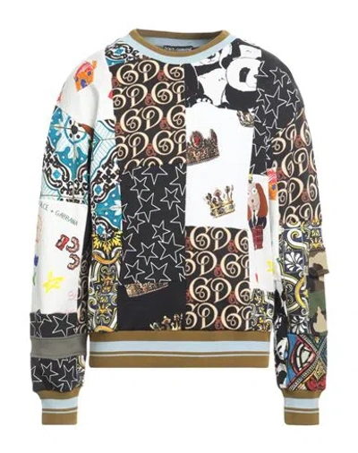 Dolce & Gabbana Man Sweatshirt Black Size 42 Cotton, Elastane In Multi