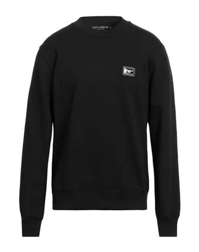 Dolce & Gabbana Man Sweatshirt Black Size 44 Cotton, Elastane, Polyester, Brass
