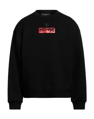 Dolce & Gabbana Man Sweatshirt Black Size 46 Cotton, Polyurethane, Polyester, Brass