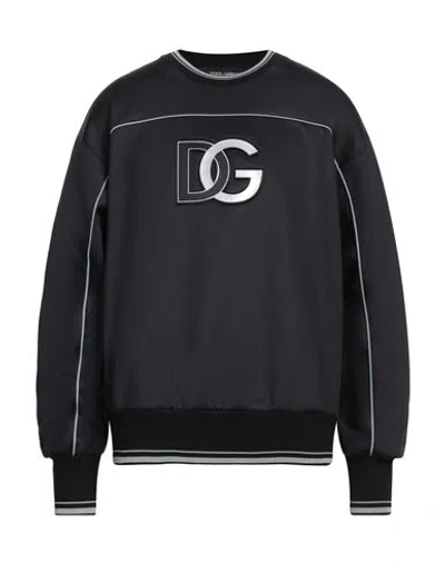 Dolce & Gabbana Man Sweatshirt Black Size 46 Polyester, Elastane, Cotton, Glass, Epoxide Resin