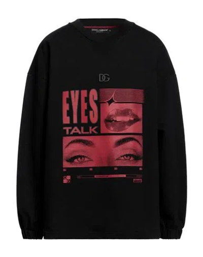 Dolce & Gabbana Man Sweatshirt Black Size L Cotton, Elastane, Brass