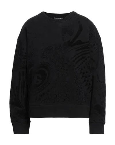 DOLCE & GABBANA DOLCE & GABBANA MAN SWEATSHIRT BLACK SIZE XL COTTON, POLYESTER, VISCOSE