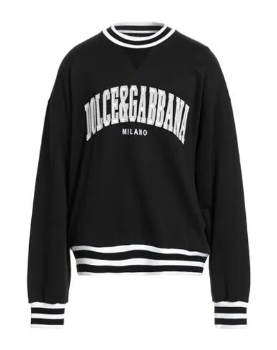 Dolce & Gabbana Man Sweatshirt Black Size Xs Cotton, Polyester, Polyurethane