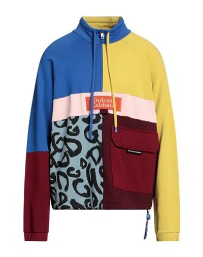 Dolce & Gabbana Man Sweatshirt Blue Size S Cotton, Polyester, Wool, Synthetic Fibers, Viscose