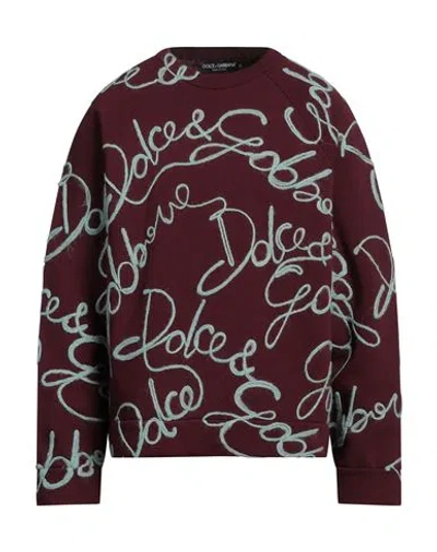 Dolce & Gabbana Man Sweatshirt Burgundy Size 36 Cotton, Polyester, Wool, Acrylic, Alpaca Wool In Red