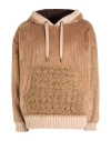 Dolce & Gabbana Man Sweatshirt Camel Size 40 Cotton, Wool, Acrylic, Polyamide, Elastane In Beige