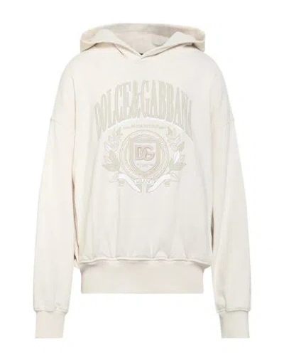 Dolce & Gabbana Man Sweatshirt Cream Size M Cotton, Polyester, Elastane In White