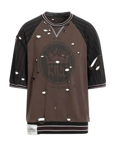 Dolce & Gabbana Man Sweatshirt Dark Brown Size 46 Cotton