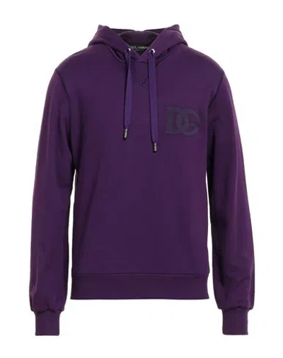 Dolce & Gabbana Man Sweatshirt Dark Purple Size 50 Cotton, Elastane, Viscose