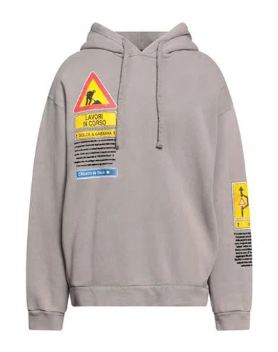 Dolce & Gabbana Man Sweatshirt Grey Size 44 Cotton, Polyester, Polyamide