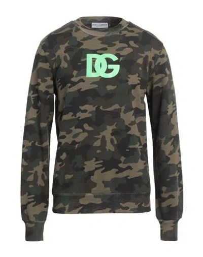 Dolce & Gabbana Man Sweatshirt Military Green Size 44 Cotton