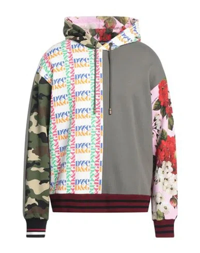 Dolce & Gabbana Man Sweatshirt Military Green Size 36 Cotton, Elastane