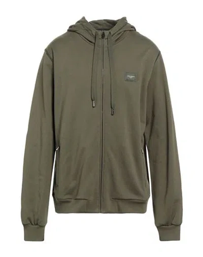 Dolce & Gabbana Man Sweatshirt Military Green Size 48 Cotton, Elastane In Green
