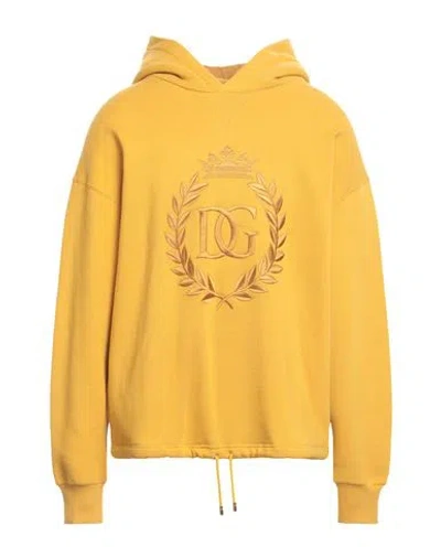Dolce & Gabbana Man Sweatshirt Ocher Size M Cotton, Polyester, Elastane, Viscose In Yellow