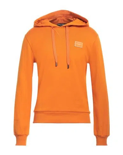 Dolce & Gabbana Man Sweatshirt Orange Size 42 Cotton, Elastane