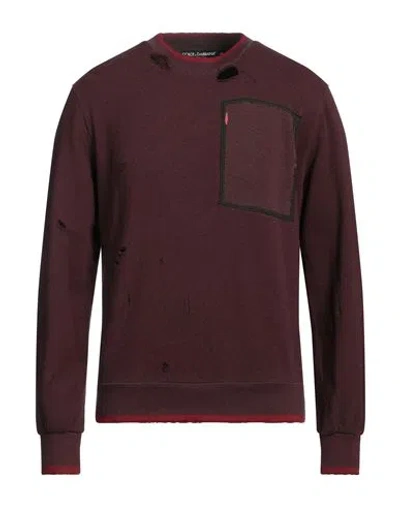 Dolce & Gabbana Man Sweatshirt Plum Size 40 Cotton, Polyester
