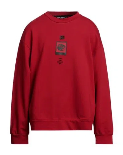 Dolce & Gabbana Man Sweatshirt Red Size 42 Cotton, Brass, Viscose