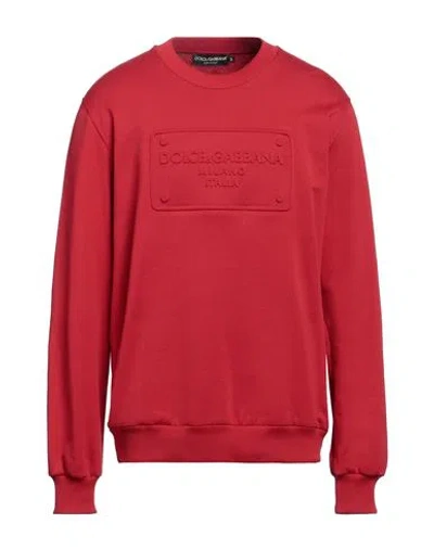 Dolce & Gabbana Man Sweatshirt Red Size 38 Cotton, Elastane