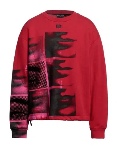 Dolce & Gabbana Man Sweatshirt Red Size 42 Cotton, Polyester, Elastane, Brass, Polyamide