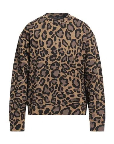 Dolce & Gabbana Man Sweatshirt Sand Size 44 Polyester, Cotton, Polyamide In Beige