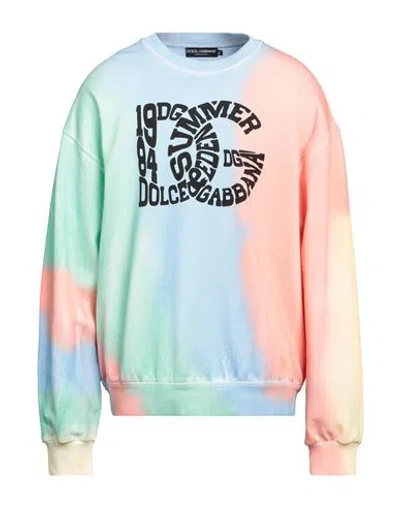 Dolce & Gabbana Multicolor Cotton Sweater In Blue