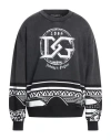 Dolce & Gabbana Black Cotton Sweater In Grey