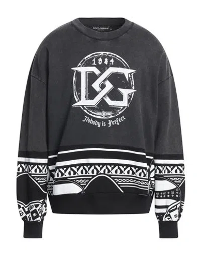 Dolce & Gabbana Black Cotton Sweater In Grey