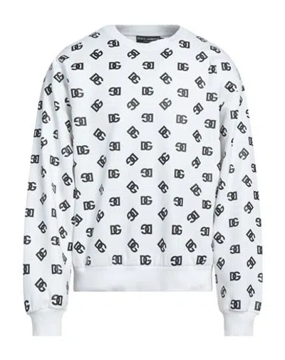 Dolce & Gabbana Man Sweatshirt White Size 46 Cotton, Polyester