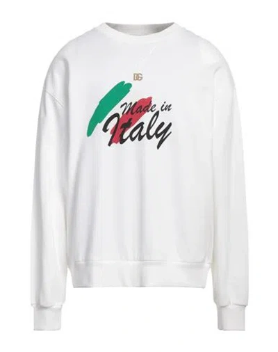 Dolce & Gabbana Man Sweatshirt White Size 42 Cotton, Elastane