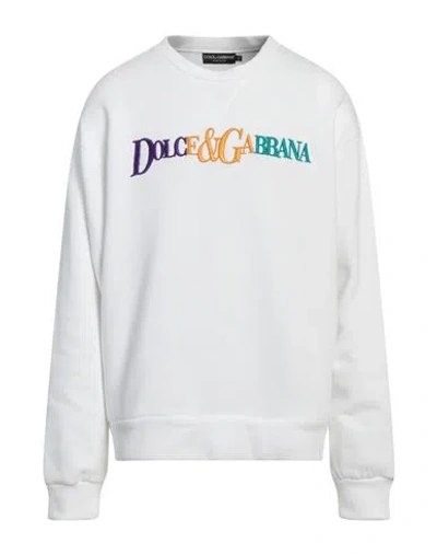 Dolce & Gabbana Man Sweatshirt White Size 44 Cotton, Polyester