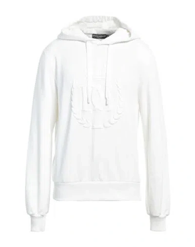 Dolce & Gabbana Man Sweatshirt White Size 48 Cotton, Elastane