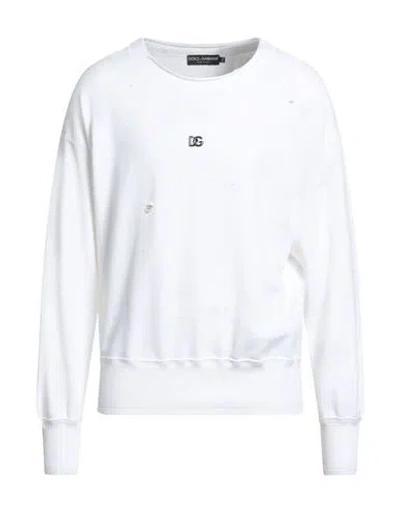 Dolce & Gabbana Man Sweatshirt White Size Xs Cotton, Elastane, Zamak
