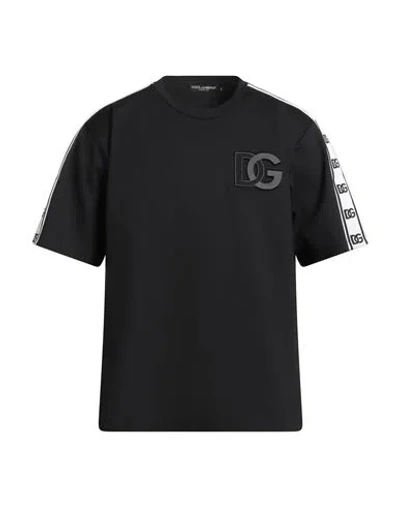 Dolce & Gabbana Man T-shirt Black Size 36 Cotton, Polyamide, Elastane, Polyester
