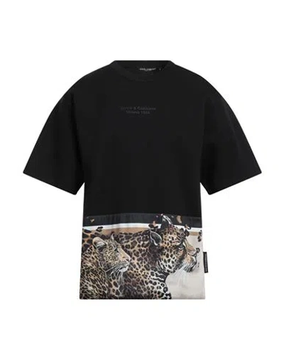 Dolce & Gabbana Man T-shirt Black Size 40 Cotton, Polyamide, Polyester, Polyurethane