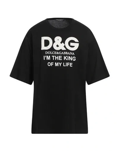 Dolce & Gabbana Man T-shirt Black Size 42 Cotton, Pvc - Polyvinyl Chloride, Silk