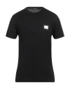 Dolce & Gabbana Cotton T-shirt With Metal Plaque Featuring Front Logo In Black