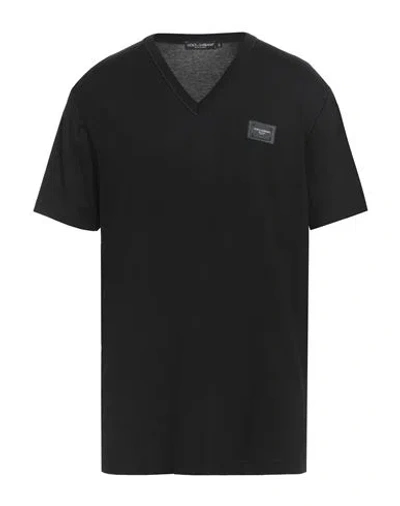 Dolce & Gabbana Man T-shirt Black Size 46 Cotton In Black