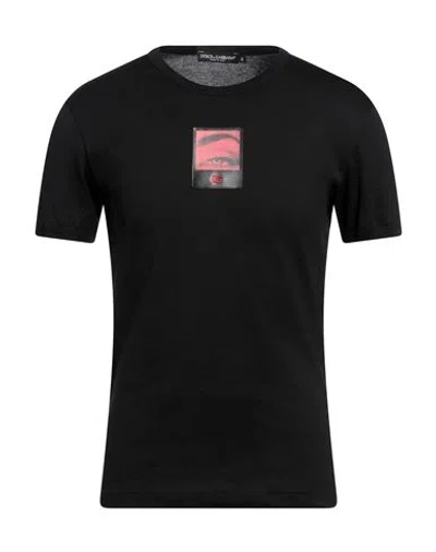 Dolce & Gabbana Man T-shirt Black Size 48 Cotton, Polyurethane, Polyester, Viscose
