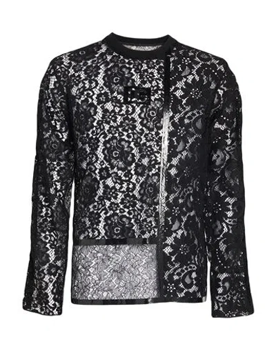 Dolce & Gabbana Man T-shirt Black Size 48 Polyamide, Cotton, Viscose, Metallic Polyester, Silk